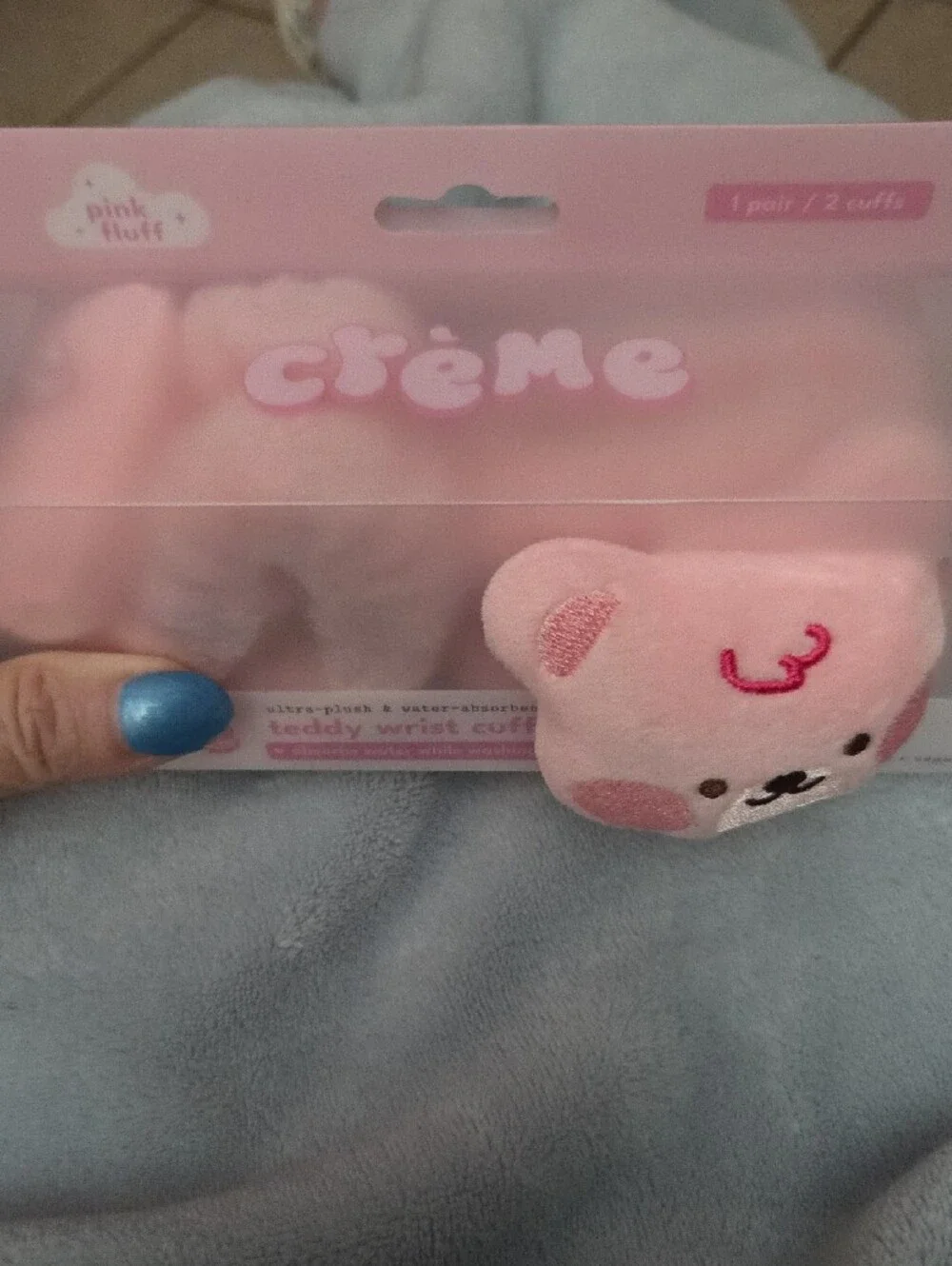 The Creme ShopPink Plush Teddy Wrist Cuff Spa Headband - Pink  NWOT